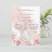 Rosa Blush Roos Quinceañera Foto Kaart (Staand voorkant)