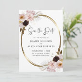 Rosa Blush Rozen Goud Metallic Bewaar de Datum Save The Date (Staand voorkant)