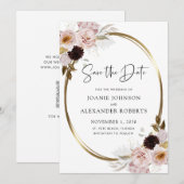 Rosa Blush Rozen Goud Metallic Bewaar de Datum Save The Date (Voorkant / Achterkant)