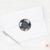 ROSA Boho Burgundy Floral Navy Merry Kerstmis Ronde Sticker (Envelop)