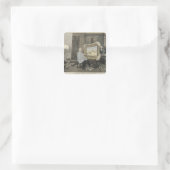 Rosa Bonheur in haar studio Vierkante Sticker (Tas)