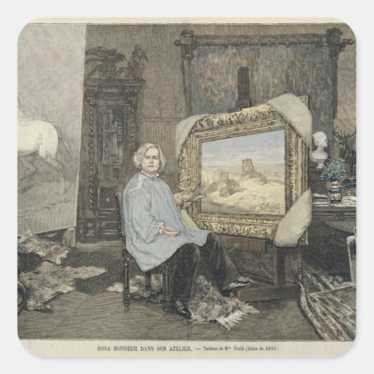 Rosa Bonheur in haar studio Vierkante Sticker (Voorkant)