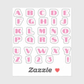 Rosa Buchstaben Alphabet Aufkleber Sticker (Vel)