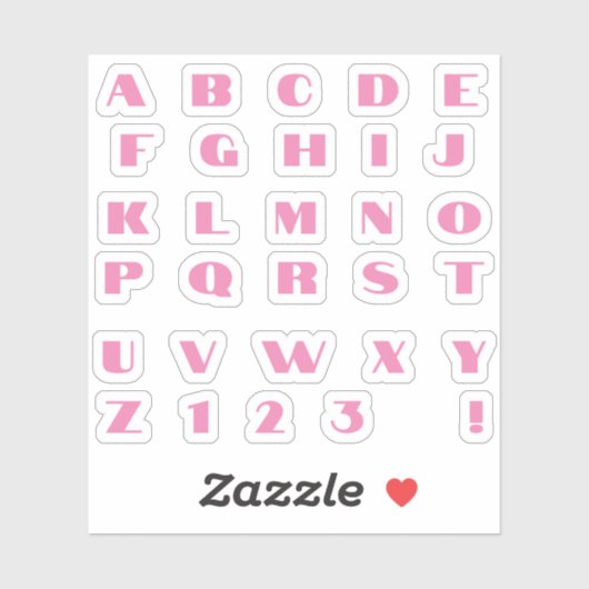Rosa Buchstaben Alphabet Aufkleber Sticker (Vel)
