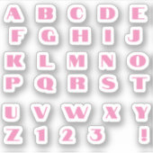 Rosa Buchstaben Alphabet Aufkleber Sticker (Voorkant)