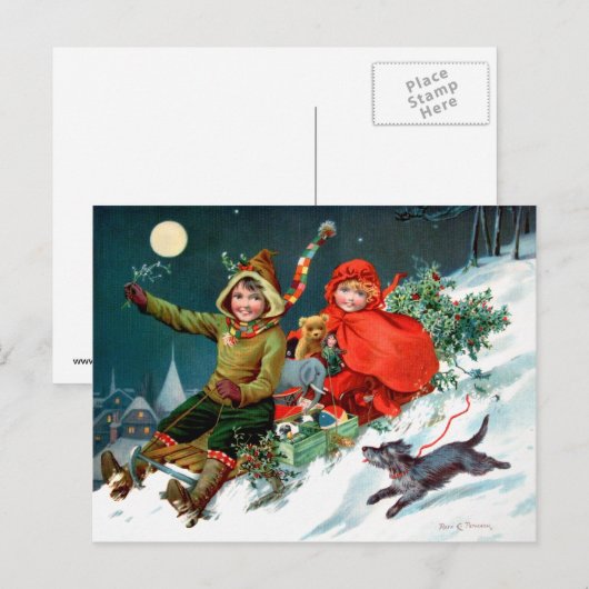 Rosa C. Petherick: Het Winkelen van Kerstmis Feestdagenkaart (Voorkant / Achterkant)