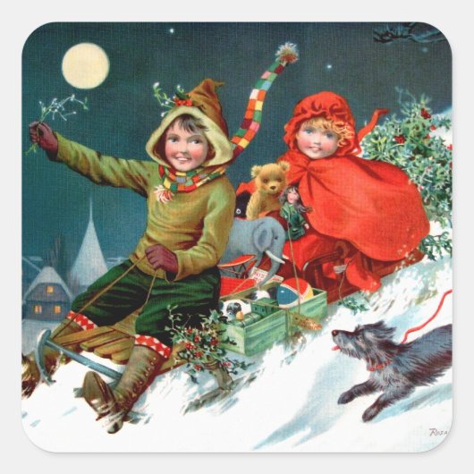 Rosa C. Petherick: Kerstwinkelen Vierkante Sticker (Voorkant)