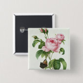 Rosa Centifolia Vierkante Button 5,1 Cm (Voorkant /achterkant)