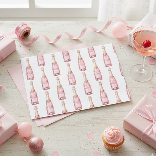 Rosa Champagneflessen Feest  Tissuepapier