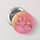 Rosa Cherish Ronde Button 5,7 Cm (Voorkant /achterkant)