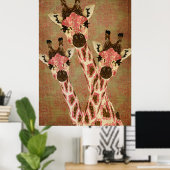 Rosa & Copper Giraffe Art Poster (Thuiskantoor)