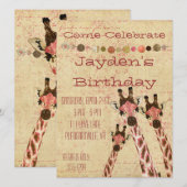 Rosa & Copper Giraffes - uitnodiging van afgelopen (Voorkant / Achterkant)