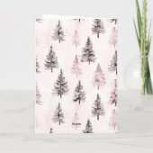 Rosa Crème Herten Sjaal Kerstbomen Kaart (Achterkant)