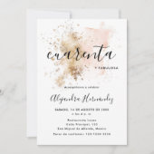 Rosa Cuarenta y Fabulosa Cumpleaños Kaart (Voorkant)