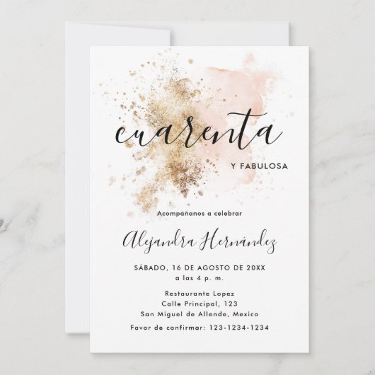 Rosa Cuarenta y Fabulosa Cumpleaños Kaart (Voorkant)