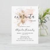 Rosa Cuarenta y Fabulosa Cumpleaños Kaart (Staand voorkant)