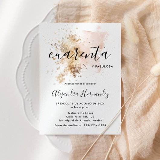 Rosa Cuarenta y Fabulosa Cumpleaños Kaart