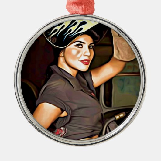 Rosa-de-lasser Metalen Ornament (Voorkant)