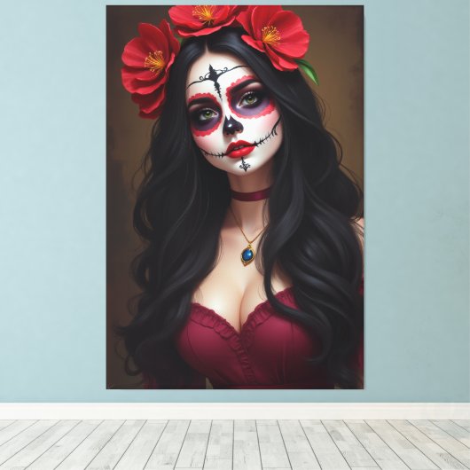 Rosa de los Muertos Canvas Afdruk (Insitu (Houten vloer))