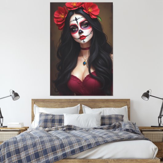 Rosa de los Muertos Canvas Afdruk (Insitu (Slaapkamer))