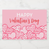 Rosa dierenprint hart Valentijnsdag-feestje Sparkling Wijnetiket (Enkel label)