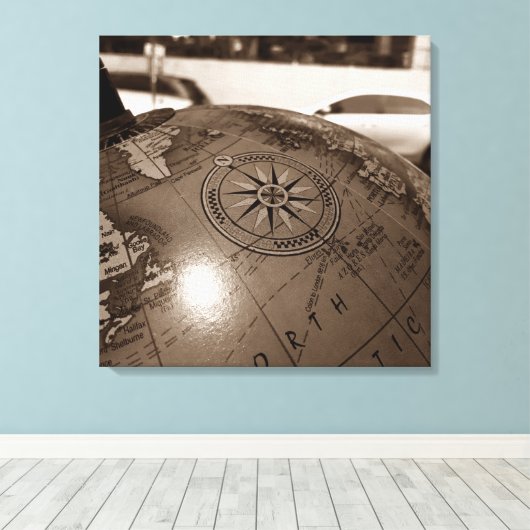 rosa dos ventos canvas afdruk (Insitu (Houten vloer))