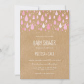 Rosa Druppels Baby Meisje Shower Kaart (Voorkant)