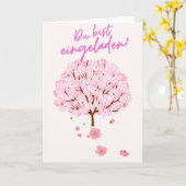 Rosa Einladungskarte mit Kirschblütenbaum | Du bis Kaart (Gele Bloem)