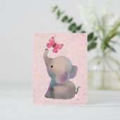 Rosa Elefant Briefkaart (Staand voorkant)