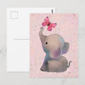 Rosa Elefant Briefkaart (Voorkant / Achterkant)