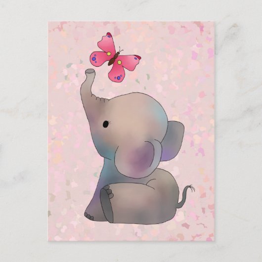 Rosa Elefant Briefkaart (Voorkant)