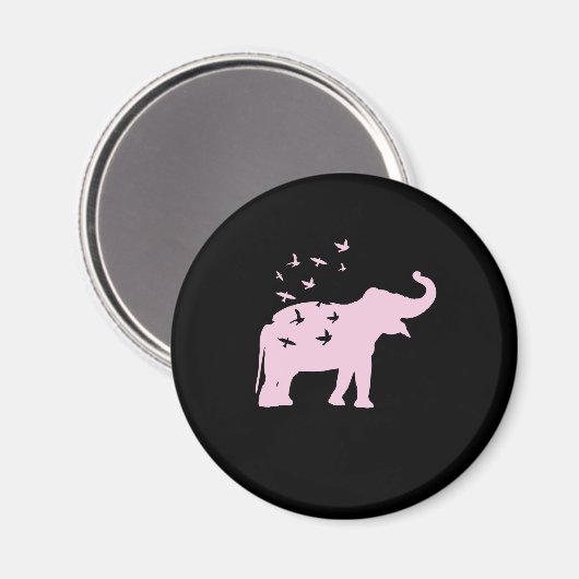 Rosa Elefant mit Vögel Magneet (Voorkant / Achterkant)