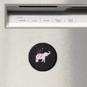 Rosa Elefant mit Vögel Magneet (Insitu (Vaatwasser))