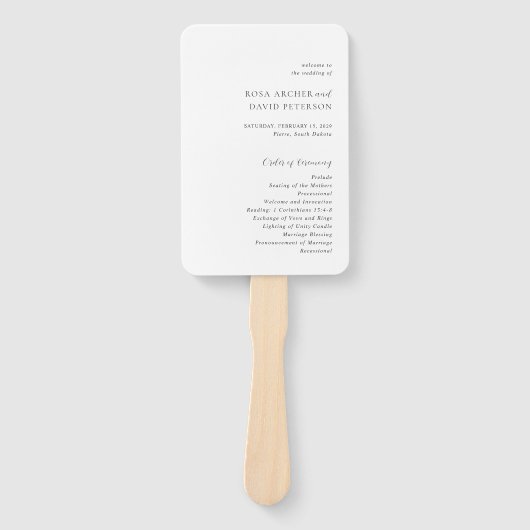 Rosa Elegant Modern huwelijksprogramma Handwaaier (Voorkant)