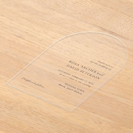 Rosa Elegant Modern Wedding Acryl Uitnodigingen (Laagn)