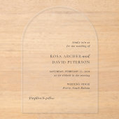 Rosa Elegant Modern Wedding Acryl Uitnodigingen (Voorkant)