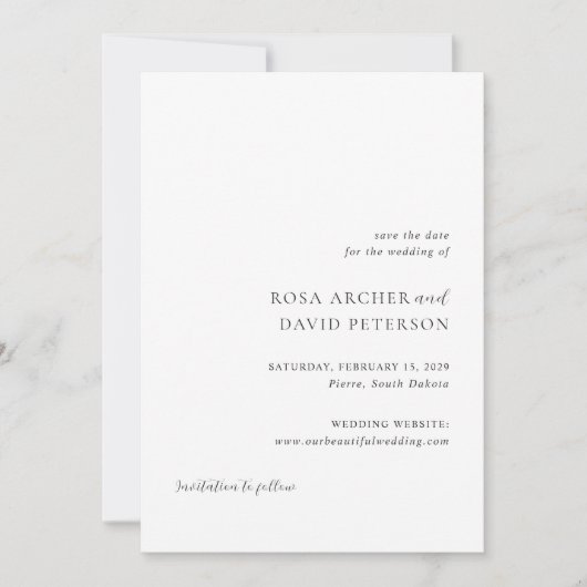 Rosa Elegant Modern Wedding Save The Date (Voorkant)