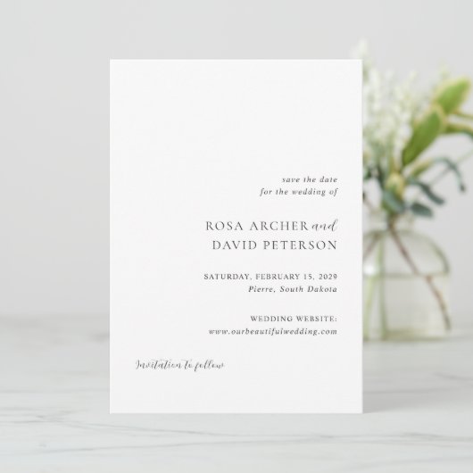 Rosa Elegant Modern Wedding Save The Date (Staand voorkant)