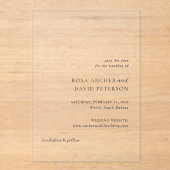 Rosa Elegant Modern Wedding Save the Date Acryl Uitnodigingen (Voorkant)