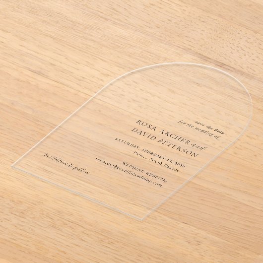 Rosa Elegant Modern Wedding Save the Date Acryl Uitnodigingen (Laagn)