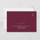 ROSA Elegant Navy & Burgundy Wedding RSVP Card Kaart (Achterkant)