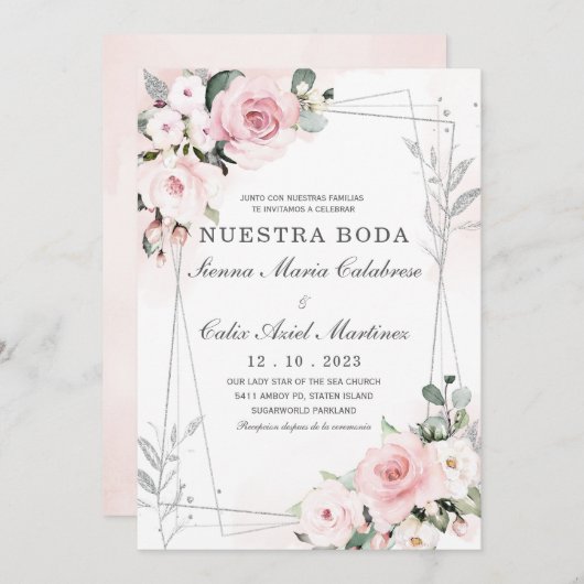 Rosa Empolvado y gris. Kaart (Voorkant / Achterkant)