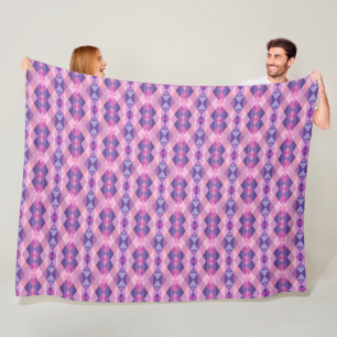 Rosa en paarse diamant Geometrische vormen patroon Fleece Deken