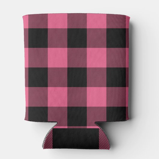 Rosa en zwarte geruite vierkanten Buffalo Plaid Blikjeskoeler (Achterkant)