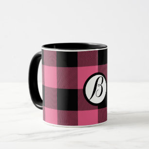 Rosa en Zwarte Geruite Vierkanten Buffalo Plaid Mok