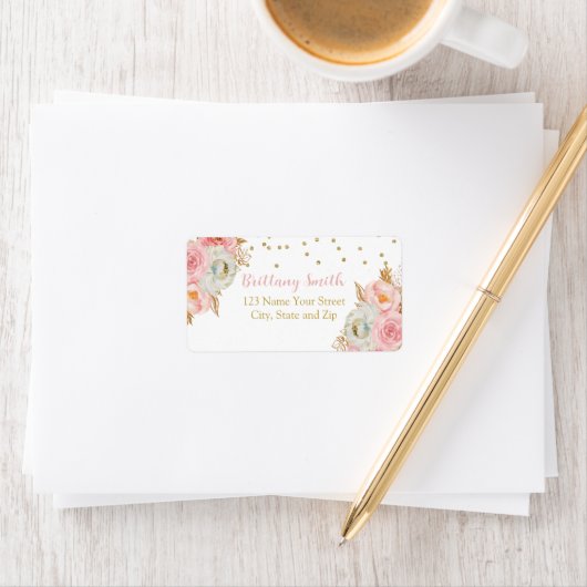 Rosa floral y oro etiket (Insitu)