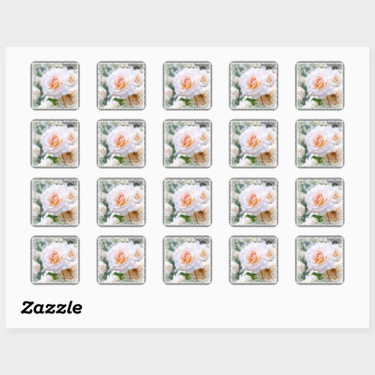Rosa French Lace [Square Seal] Vierkante Sticker (Vel)