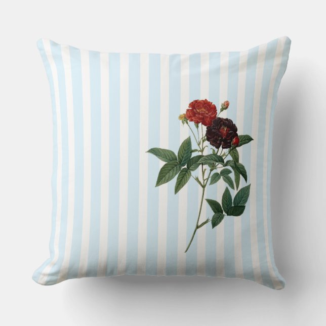 Rosa Gallica Van Eeden ivoor & blauwe strip Kussen (Voorkant)