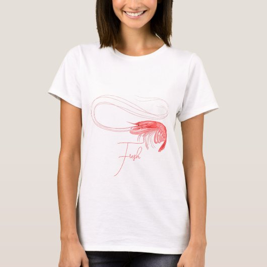 Rosa Garnaal Aangepaste Tekst T-shirt (Voorkant)