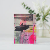 Rosa Geel Mixed Media Collage Een Oude Boot Briefkaart (Staand voorkant)